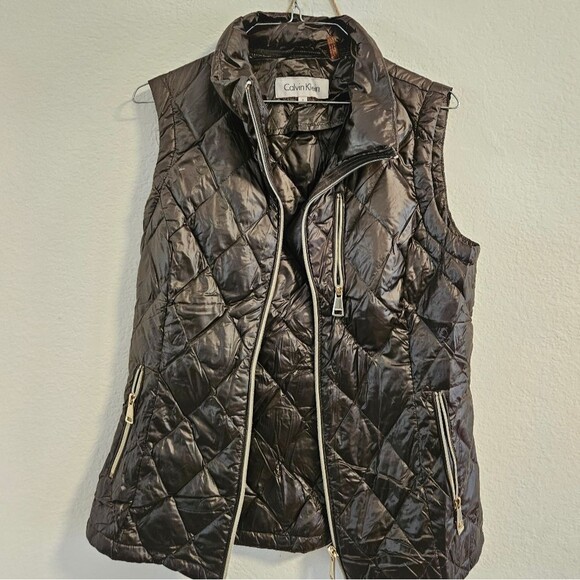 Calvin Klein Quilted Diamond Zip Up Jacket Vest, Small - Picture 1 of 4